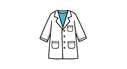Outlined simple white lab coat illustration