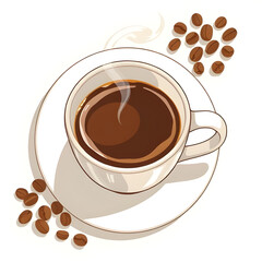 Coffee with beans icon, Coffee cup with beans, Coffee and beans illustration, Coffee vector icon, Coffee logo element, Coffee drink icon, Hot coffee with beans, Espresso with beans, Coffee mug icon, C