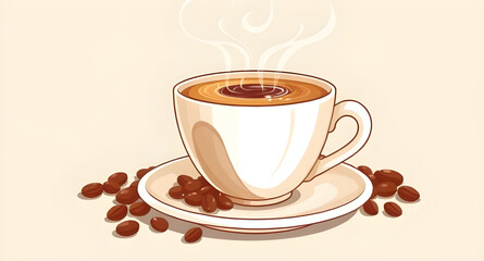 Coffee with beans icon, Coffee cup with beans, Coffee and beans illustration, Coffee vector icon, Coffee logo element, Coffee drink icon, Hot coffee with beans, Espresso with beans, Coffee mug icon, C