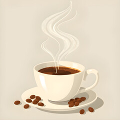 Coffee with beans icon, Coffee cup with beans, Coffee and beans illustration, Coffee vector icon, Coffee logo element, Coffee drink icon, Hot coffee with beans, Espresso with beans, Coffee mug icon, C