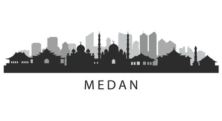 Naklejka premium Medan City Skyline with Indonesia, Architecture, and Travel.