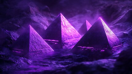 Purple pyramid shapes in dark background