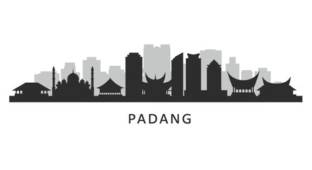Fototapeta premium Padang Skyline with Indonesia Urban cityscape vector.