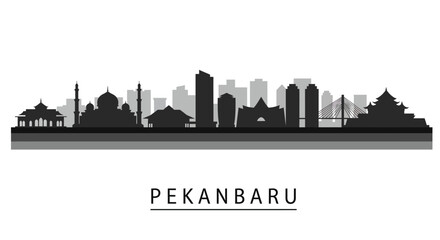 Fototapeta premium Pekanbaru City Skyline Silhouette.