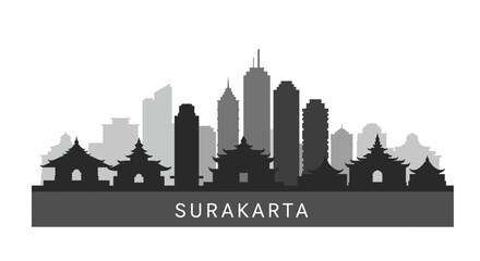 Naklejka premium Surakarta Skyline with Indonesia Cityscape, and Vector Illustration.