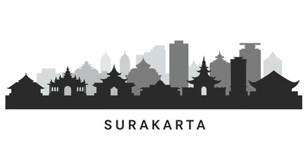 Naklejka premium Solo with Surakarta Skyline, and Indonesia Cityscape.