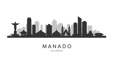 Fototapeta premium Manado Sulawesi Skyline with Cityscape, and Indonesia.