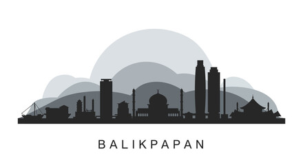 Obraz premium Balikpapan Cityscape Silhouette with Indonesia Skyline.
