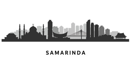 Fototapeta premium Samarinda Cityscape Skyline with Indonesia.
