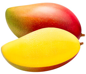 Fresh Red Red ivory mango Mango isolated on white background, Red Mangifera Indica Mango on white...