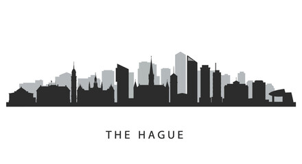 Fototapeta premium The Hague Skyline with Netherlands Cityscape Silhouette.
