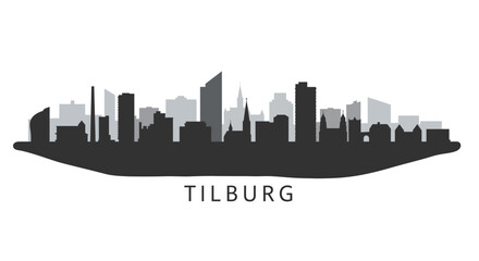 Naklejka premium Tilburg Skyline with Netherlands Cityscape, and Vector Illustration.