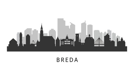 Breda Skyline with Netherlands Cityscape, and Urban Silhouette.