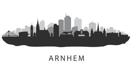 Arnhem Skyline with Netherlands Cityscape, and Vector Illustration.