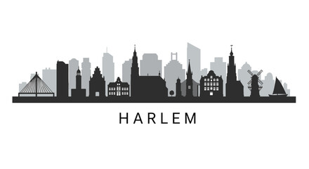Fototapeta premium Haarlem Skyline with Netherlands Cityscape, and Black White.