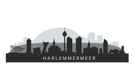 Naklejka premium Haarlemmeer Skyline with Netherlands Cityscape Silhouette.