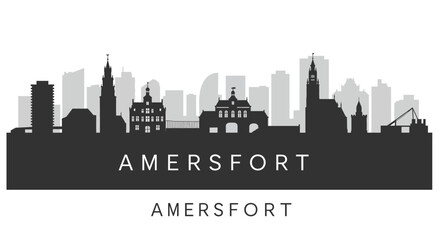 Fototapeta premium Amersfoort Skyline with Netherlands Cityscape, and Vector Illustration. (1)