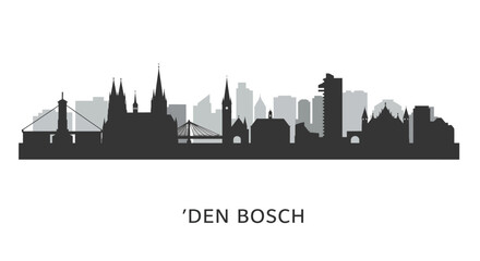 Obraz premium sHertogenbosch Skyline with Netherlands Cityscape Silhouette.