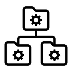 File system structure icon with automation gear