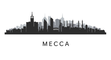 Naklejka premium Mecca Skyline with Saudi Arabia, Cityscape, and Travel.