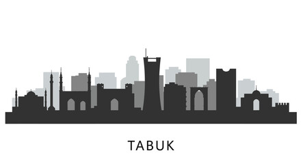 Fototapeta premium Tabuk City Skyline with Saudi Arabia, and Silhouette.
