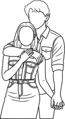 Line Art of Romantic Couple