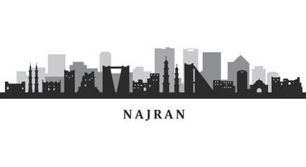 Obraz premium Najran Skyline with Saudi Arabia, Cityscape, and Vector.