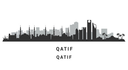 Obraz premium Qatif Saudi Arabia Skyline with Cityscape Vector.