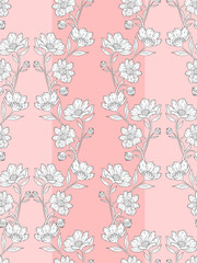 Floral pattern on a pink background.