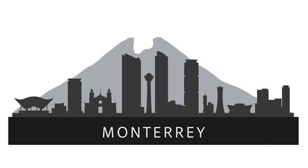 Fototapeta premium Monterrey Skyline Silhouette with Cityscape, and Mexico.