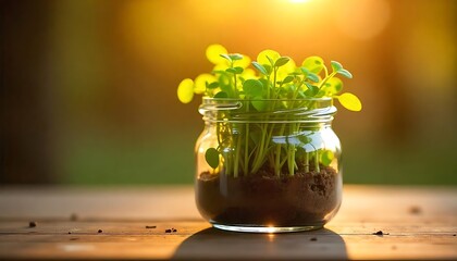 Microgreens in a Glass Jar Soaking Up Soft Natural Light – Minimalist Kitchen Decor

Gentle Light on Jar-Grown Microgreens – A Fresh, Sustainable Touch

Sunlit Glass Jar of Microgreens – Aesthetic Ind