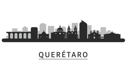 Naklejka premium Quertaro Cityscape Skyline with Mexico, and Vector Illustration.