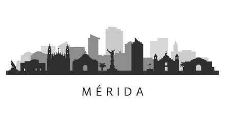 Naklejka premium Mrida Mexico Skyline with Cityscape, and Vector Illustration.