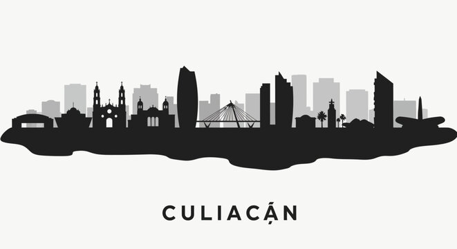 Culiacan Skyline Silhouette Mexico Cityscape.