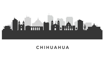 Fototapeta premium Chihuahua Skyline Mexico city silhouette.