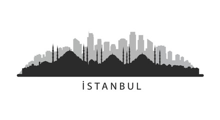 Obraz premium Istanbul skyline silhouette with Turkey, and cityscape.