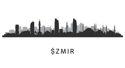 Naklejka premium Izmir Skyline Silhouette Turkey Cityscape.