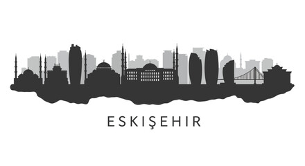 Obraz premium Eskiehir Skyline with Turkey Cityscape Silhouette.