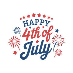 Patriotic fourth of july design with fireworks and american independence day elements