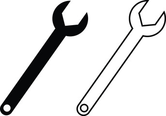 Repair tools and service icon set. Wrench, screwdriver and gear setting vector collection isolated on transparent background. Spanner perfect for diy crafting, and repair projects glyph symbol.