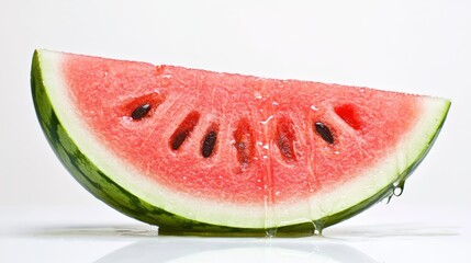 A close-up of a ripe watermelon slice dripping with juice, enticing and refreshing, perfect for summer promotions