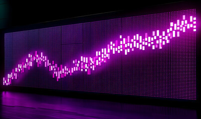 Colorful Graph Visualization with Purple Bars on a Digital Display