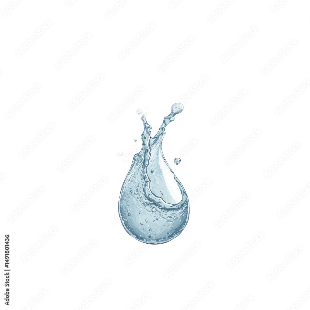 Poster water drop splash isolated transparent background is a clean and fresh graphic element for hydration