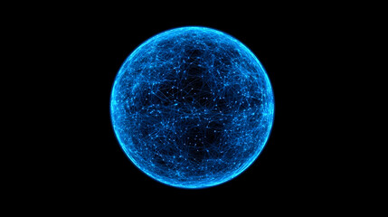 Digital Sphere with Glowing Network Connections in Dark Background