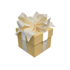 Obraz premium Elegantly wrapped gift box with cream bow transparent background for special occasions and celebrations