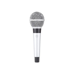 Modern silver microphone for vocals and speech transparent background for performance and recording studio use