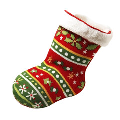 Festive Christmas stocking red green white pattern winter holiday gift