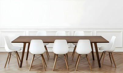Modern Dining Table with White Chairs in Stylish Interior Space