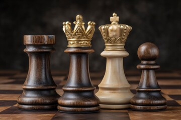 Fototapeta premium Chess Pieces on Board Strategy and Game Planning Concept