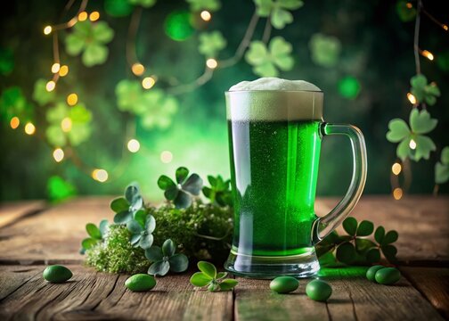 Happy St. Patrick's Day: Festive Green Beer & Shamrocks